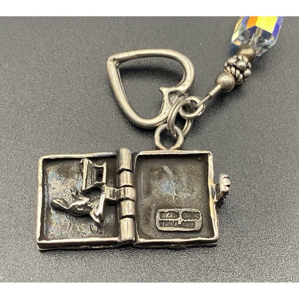 AB Crystal Cube Bracelet Bible Locket Charm Opens Mary Baby Jesus 925 Silver 7.5 - Picture 2 of 11